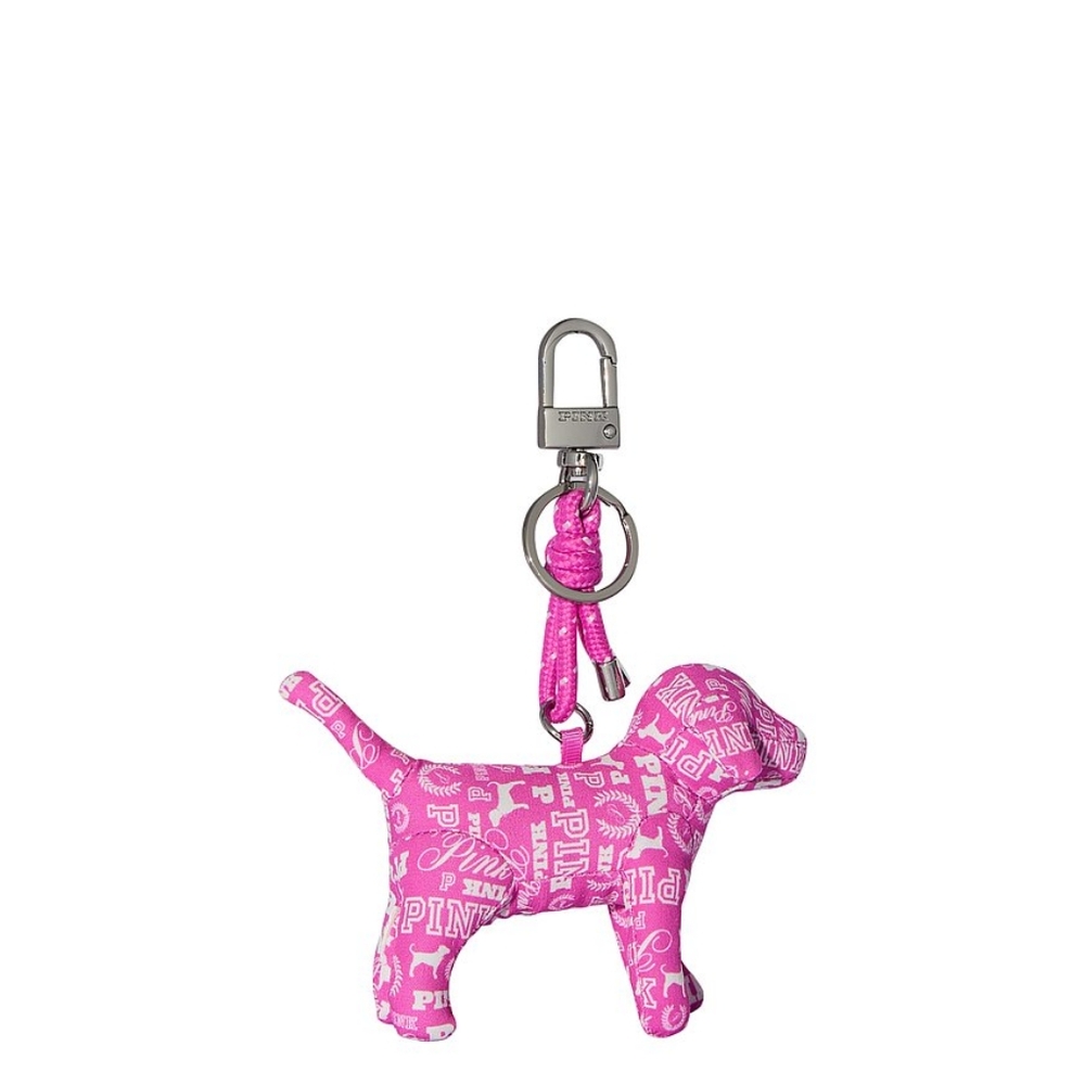 VS PINK Micro Dog Keychain Charm (Pink Gossip Dog Print)